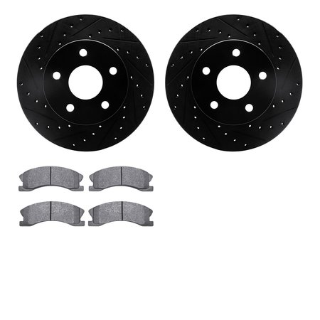 DYNAMIC FRICTION CO 8302-42022, Rotors-Drilled and Slotted-Black with 3000 Series Ceramic Brake Pads, Zinc Coated 8302-42022